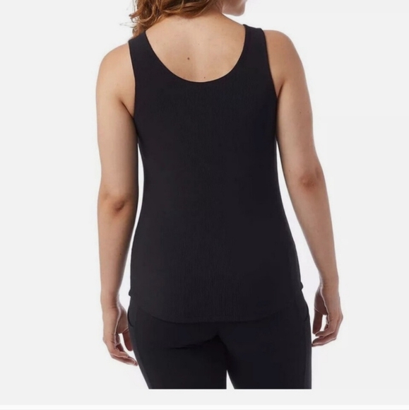 NWT 32 Degrees Cool Women's Tank with Built in Removable Bra Textured Black - Picture 3 of 8